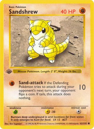 Sandshrew 062/102  - Unlimited Base Set Shadowless - Common