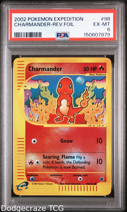 2002 Pokemon Expedition Charmander Reverse Holo 98/165 PSA 6