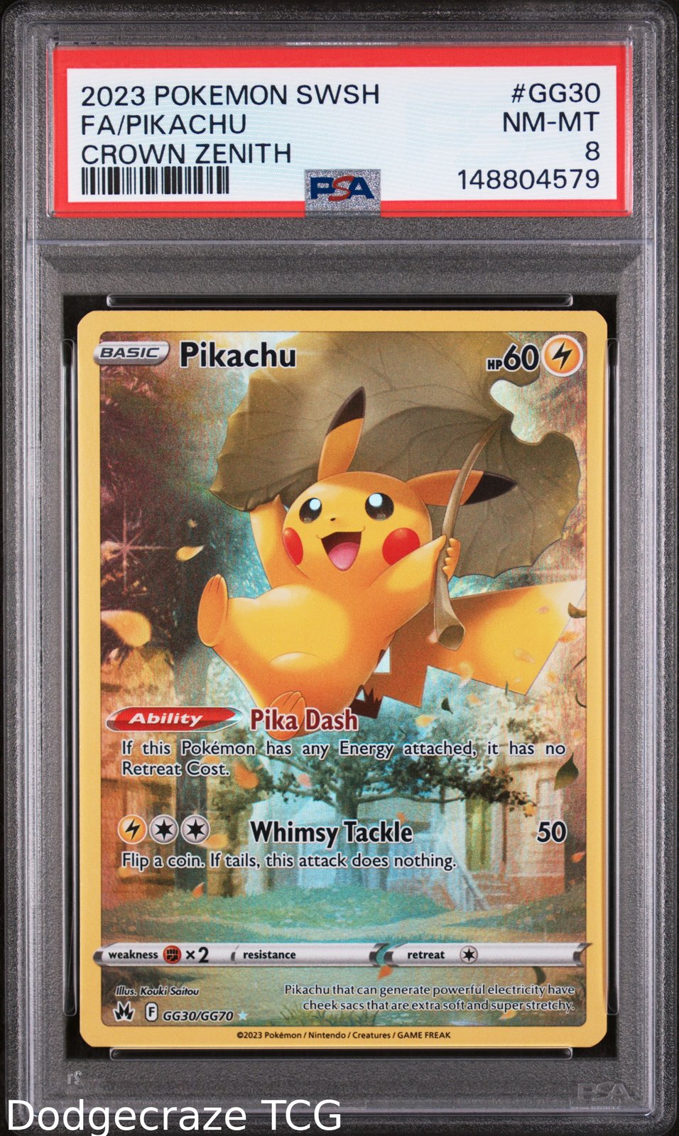2023 Pokemon Sword Shield Crown Zenith Pikachu GG30/GG70 PSA 8