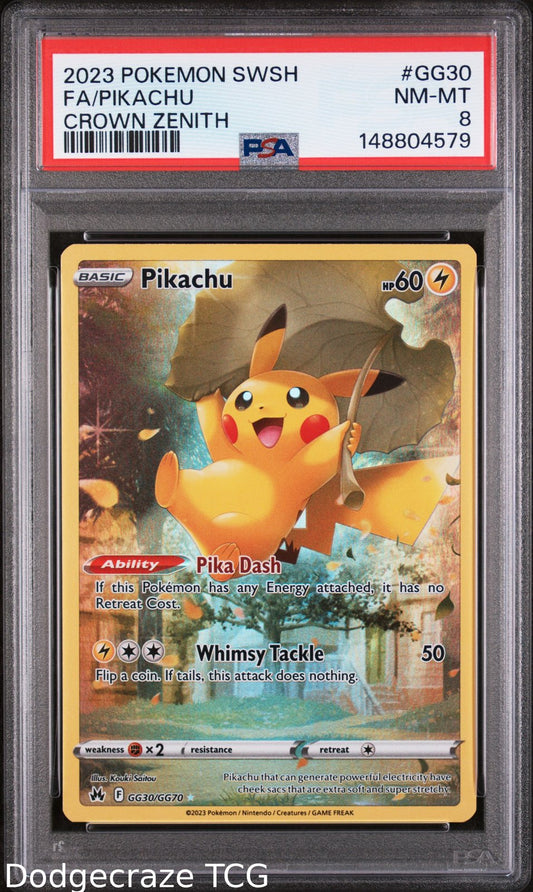 2023 Pokemon Sword Shield Crown Zenith Pikachu GG30/GG70 PSA 8
