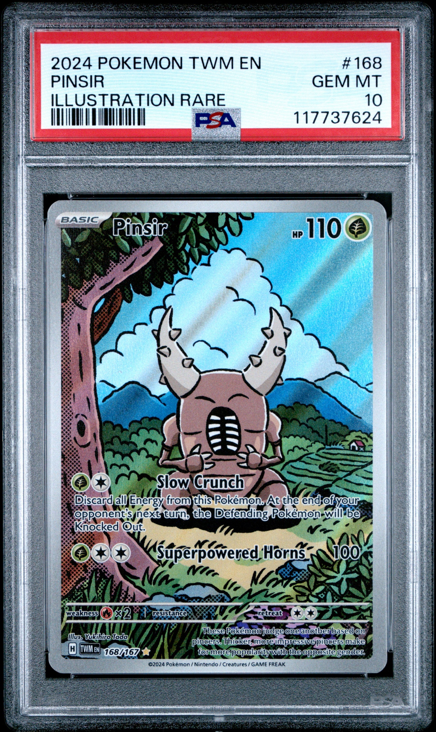 2024 Pokemon Twilight Masquerade - #168 Pinsir Illustration Rare PSA 10