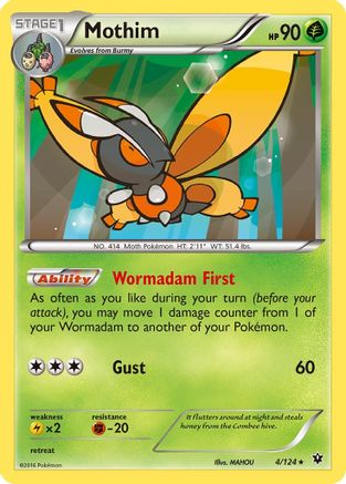 Mothim 004  - Reverse Holofoil XY  Fates Collide - Rare