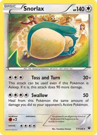 Snorlax 077/124  - Reverse Holofoil XY  Fates Collide - Rare