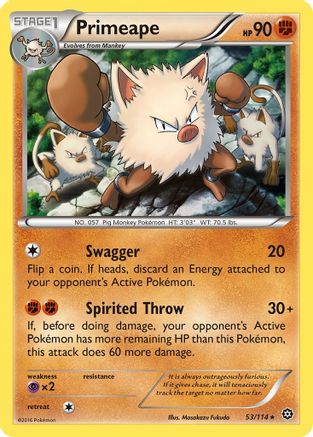 Primeape 053/114  XY  Steam Siege - Rare