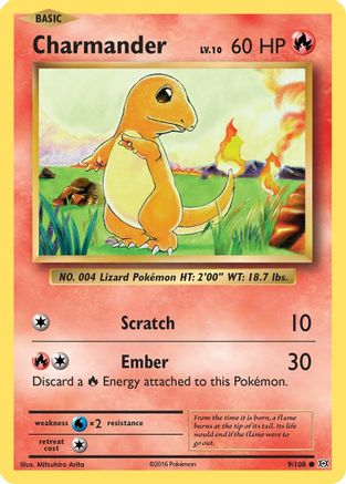 Charmander 009/108  - Reverse Holofoil XY  Evolutions - Common