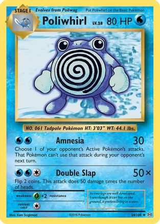 Poliwhirl 024/108  - Reverse Holofoil XY  Evolutions - Uncommon