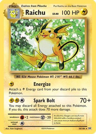 Raichu 036/108  - Holofoil XY  Evolutions - Holo Rare