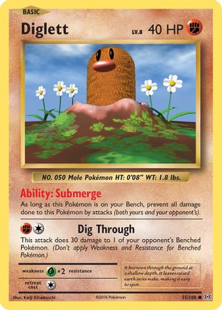 Diglett 055/108  - Reverse Holofoil XY  Evolutions - Common