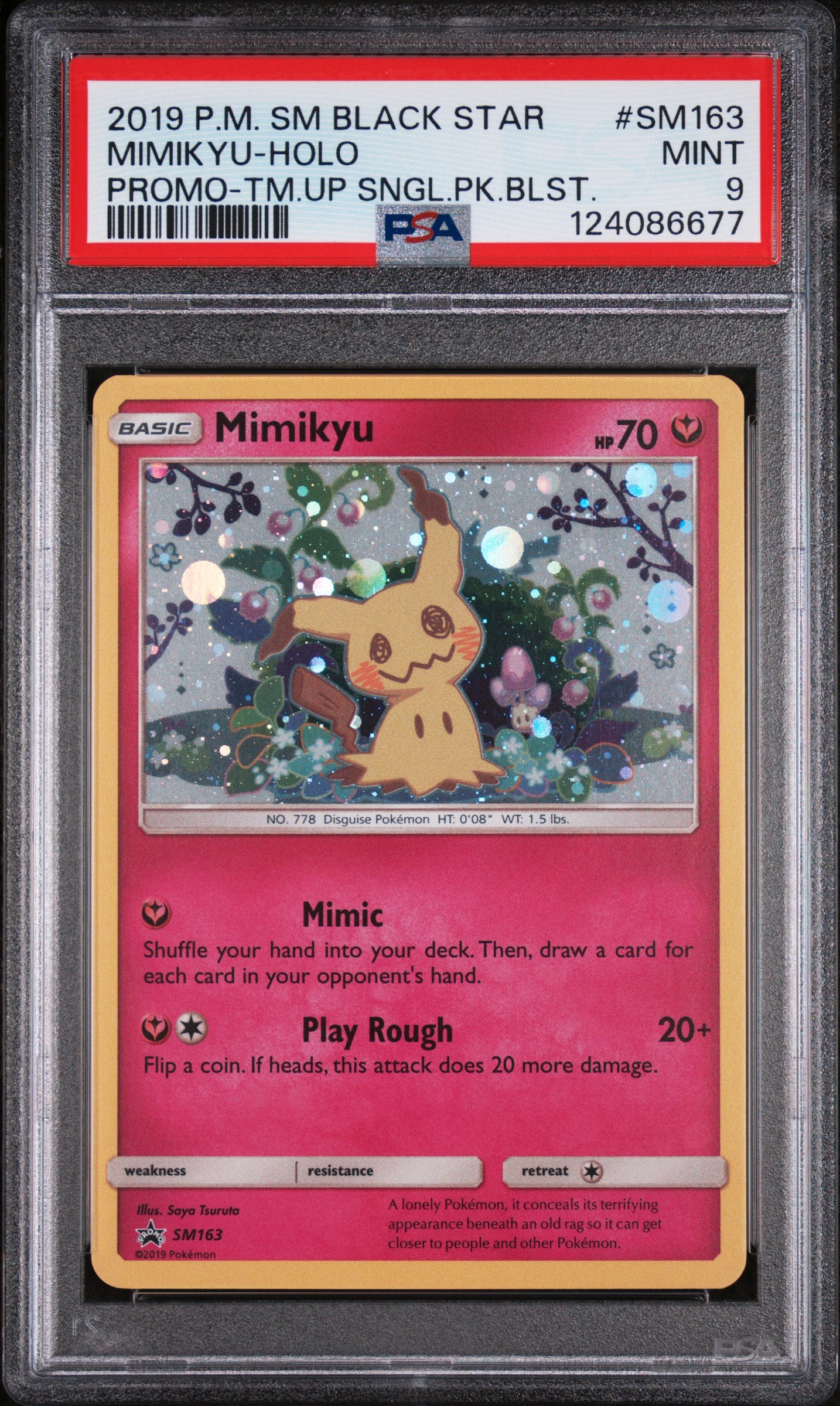 2019 Pokemon Black Star Promo - #SM163 Mimikyu PSA 9
