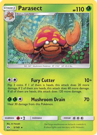 Parasect 005/149  - Reverse Holofoil SM Base Set - Rare