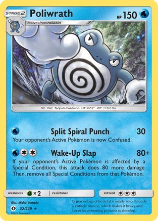 Poliwrath 032/149  - Reverse Holofoil SM Base Set - Holo Rare