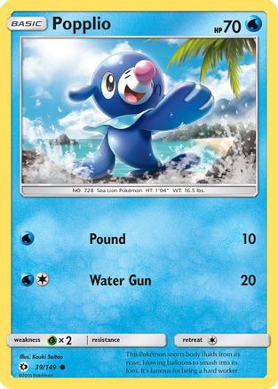 Popplio 039/149  - Reverse Holofoil SM Base Set - Common