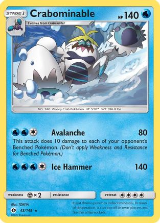 Crabominable 043/149  - Reverse Holofoil SM Base Set - Rare