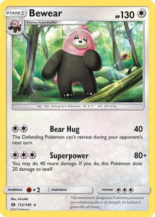 Bewear 112/149  - Reverse Holofoil SM Base Set - Rare