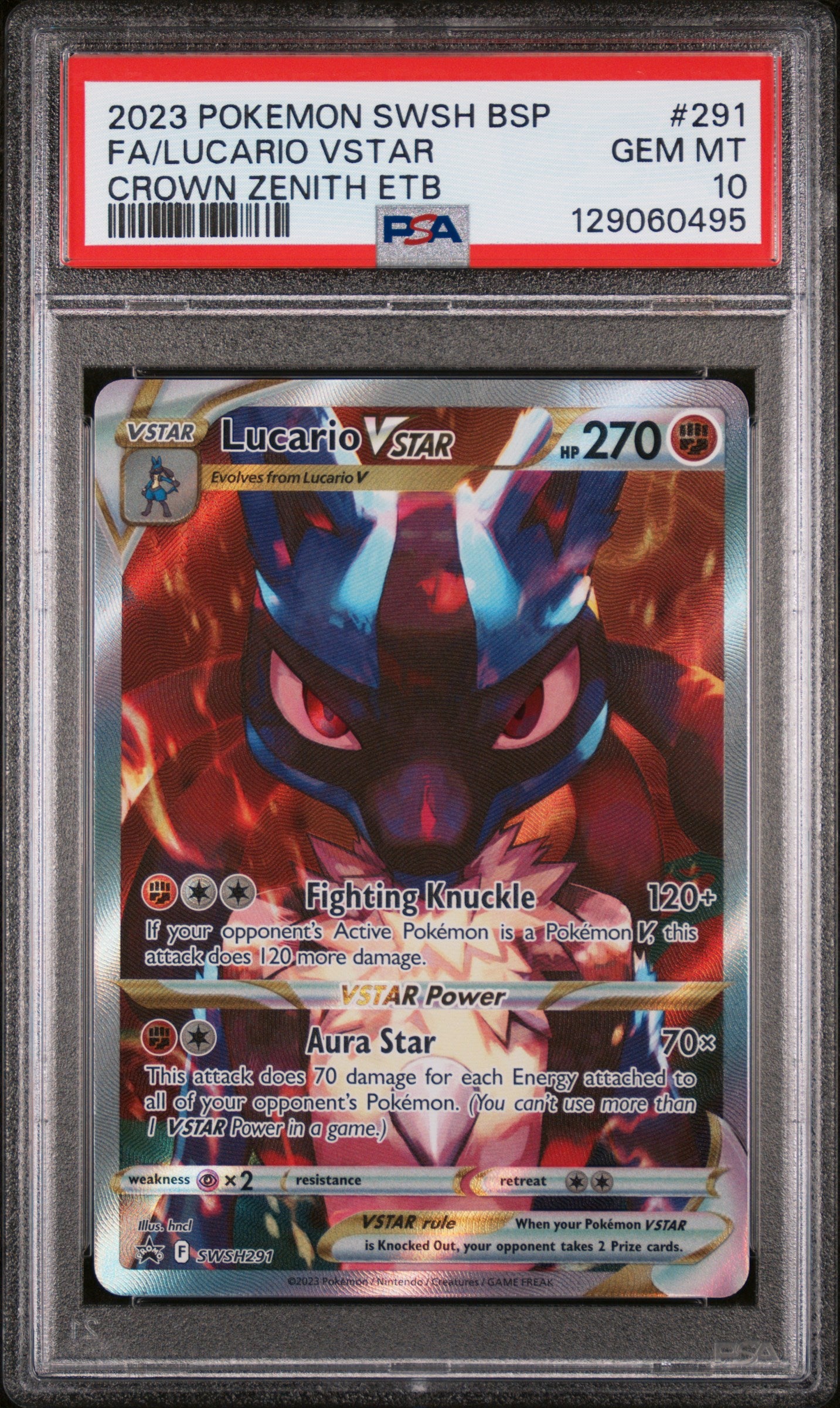 2023 Pokemon SWSH Black Star Promo - #291 Lucario VStar PSA 10