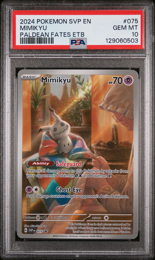2024 Pokemon SVP EN – Paldean Fates ETB Promo #75 Mimikyu PSA 10