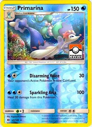 Primarina 041/149  - Reverse Holofoil League & Championship Cards - Promo