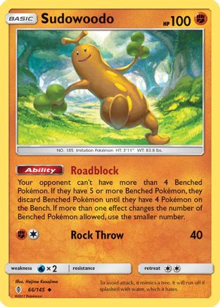 Sudowoodo 066/145  - Reverse Holofoil SM  Guardians Rising - Uncommon