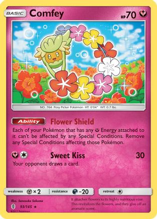 Comfey 093/145  - Holofoil SM  Guardians Rising - Holo Rare
