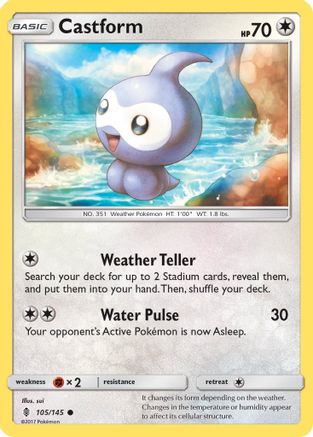 Castform 105/145  - Reverse Holofoil SM  Guardians Rising - Common