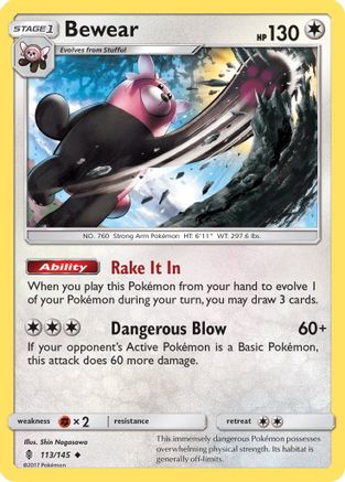 Bewear 113/145  - Reverse Holofoil SM  Guardians Rising - Uncommon