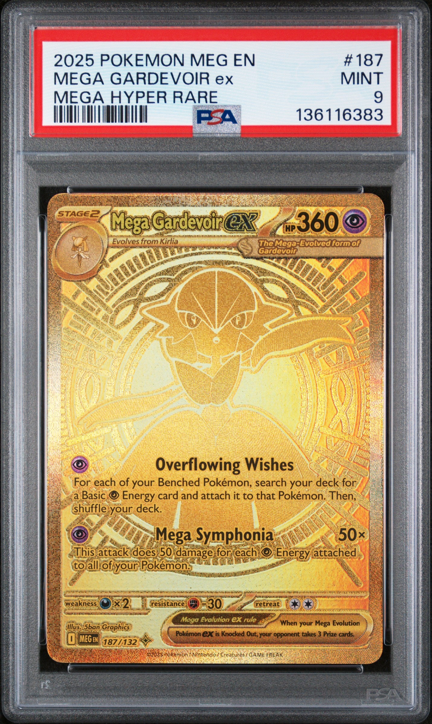 2025 Pokemon Mega EN - Hyper Rare Mega Gardevoir ex #187 - PSA 9