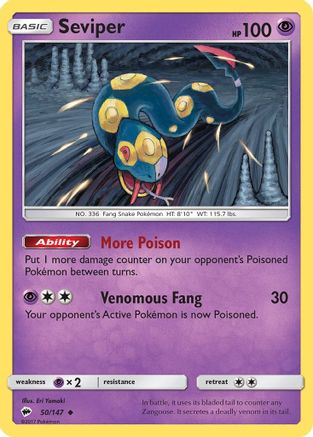 Seviper 050  - Reverse Holofoil SM  Burning Shadows - Uncommon