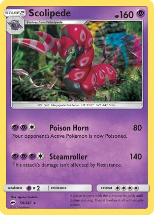 Scolipede 058  SM  Burning Shadows - Rare