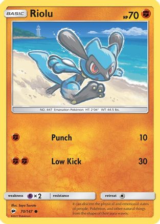 Riolu 070/147  - Reverse Holofoil SM  Burning Shadows - Common