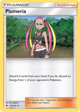 Plumeria 120/147  - Reverse Holofoil SM  Burning Shadows - Uncommon