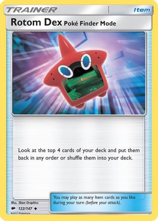 Rotom Dex Poke Finder Mode 122/147  SM  Burning Shadows - Uncommon