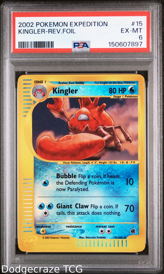 2002 Pokemon Expedition Kingler Reverse Holo 15/165 PSA 6