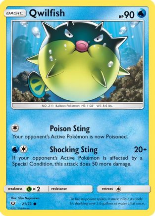 Qwilfish 021  - Reverse Holofoil Shining Legends - Common
