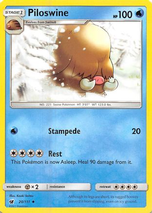 Piloswine 020/111  - Reverse Holofoil SM  Crimson Invasion - Uncommon