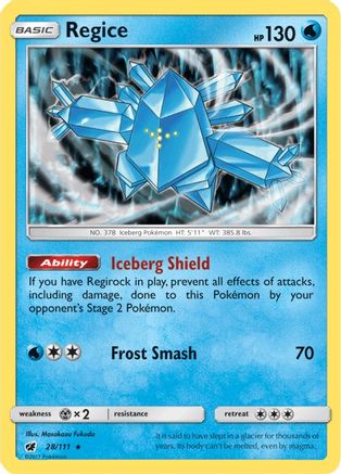 Regice 028/111  - Reverse Holofoil SM  Crimson Invasion - Holo Rare
