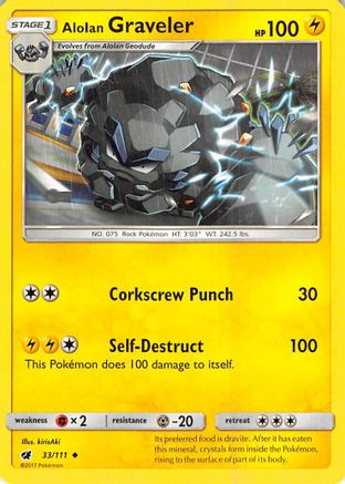 Alolan Graveler 033/111  - Reverse Holofoil SM  Crimson Invasion - Uncommon