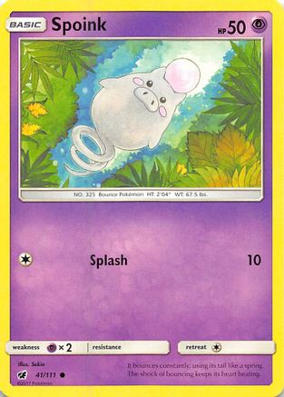Spoink 041/111  - Reverse Holofoil SM  Crimson Invasion - Common