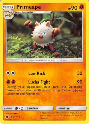 Primeape 051/111  - Reverse Holofoil SM  Crimson Invasion - Rare