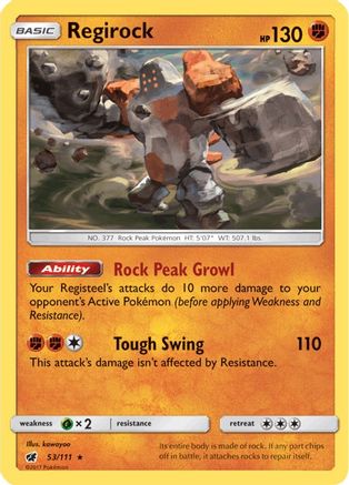 Regirock 053/111  - Reverse Holofoil SM  Crimson Invasion - Rare
