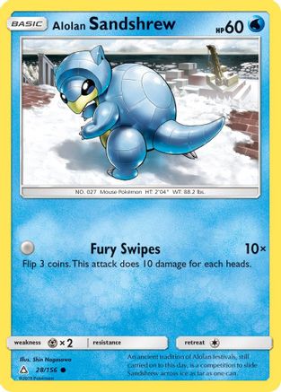 Alolan Sandshrew 028/156  SM  Ultra Prism - Common