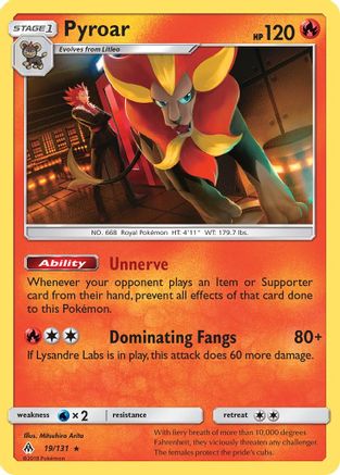 Pyroar 019  - Reverse Holofoil SM  Forbidden Light - Holo Rare