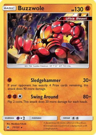 Buzzwole 077/131  - Reverse Holofoil SM  Forbidden Light - Rare