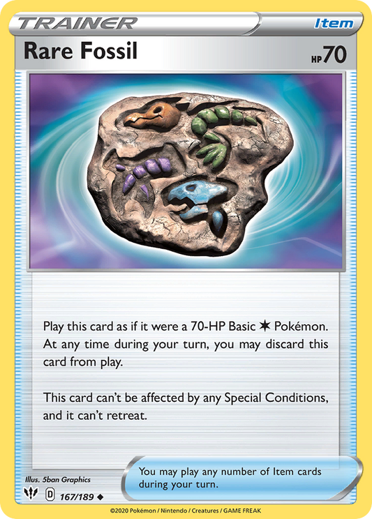 Rare Fossil 167/189  SWSH03 Darkness Ablaze - Uncommon