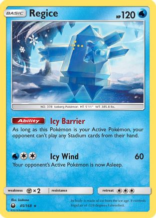 Regice 045/168  SM  Celestial Storm - Rare