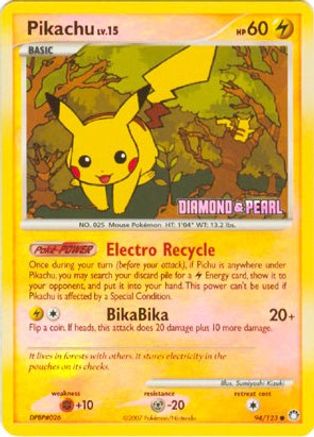 Pikachu 094/123  - Reverse Holofoil Burger King Promos - Promo