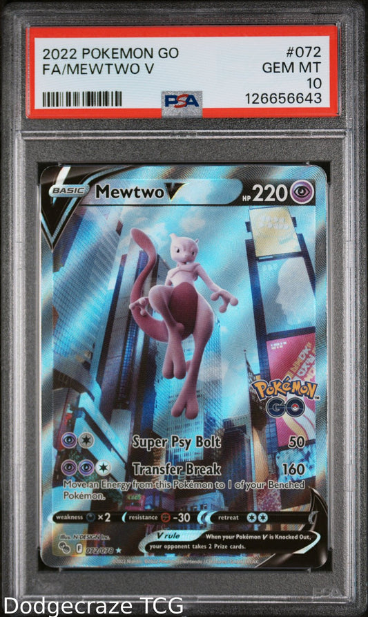 2022 Pokemon Go Mewtwo V 072 PSA 10