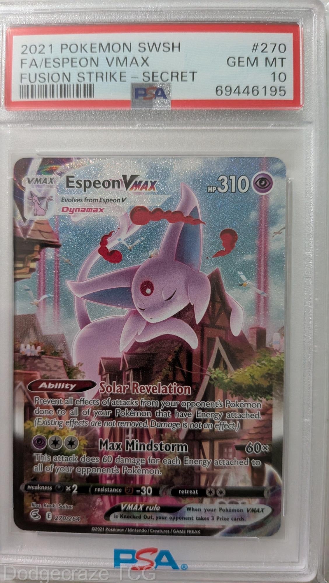 2021 Pokemon Fusion Strike Espeon Vmax Secret 270/264 PSA 10