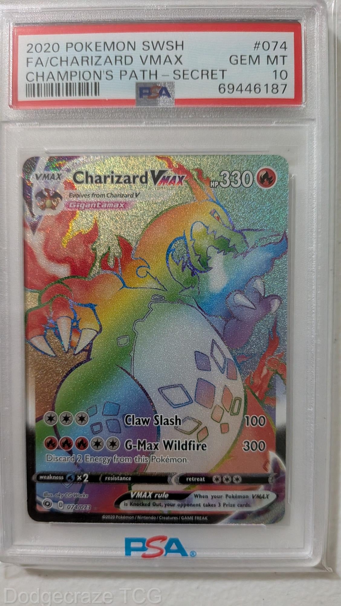 2020 Pokemon Champion's Path Charizard Vmax Secret 074/073 PSA 10