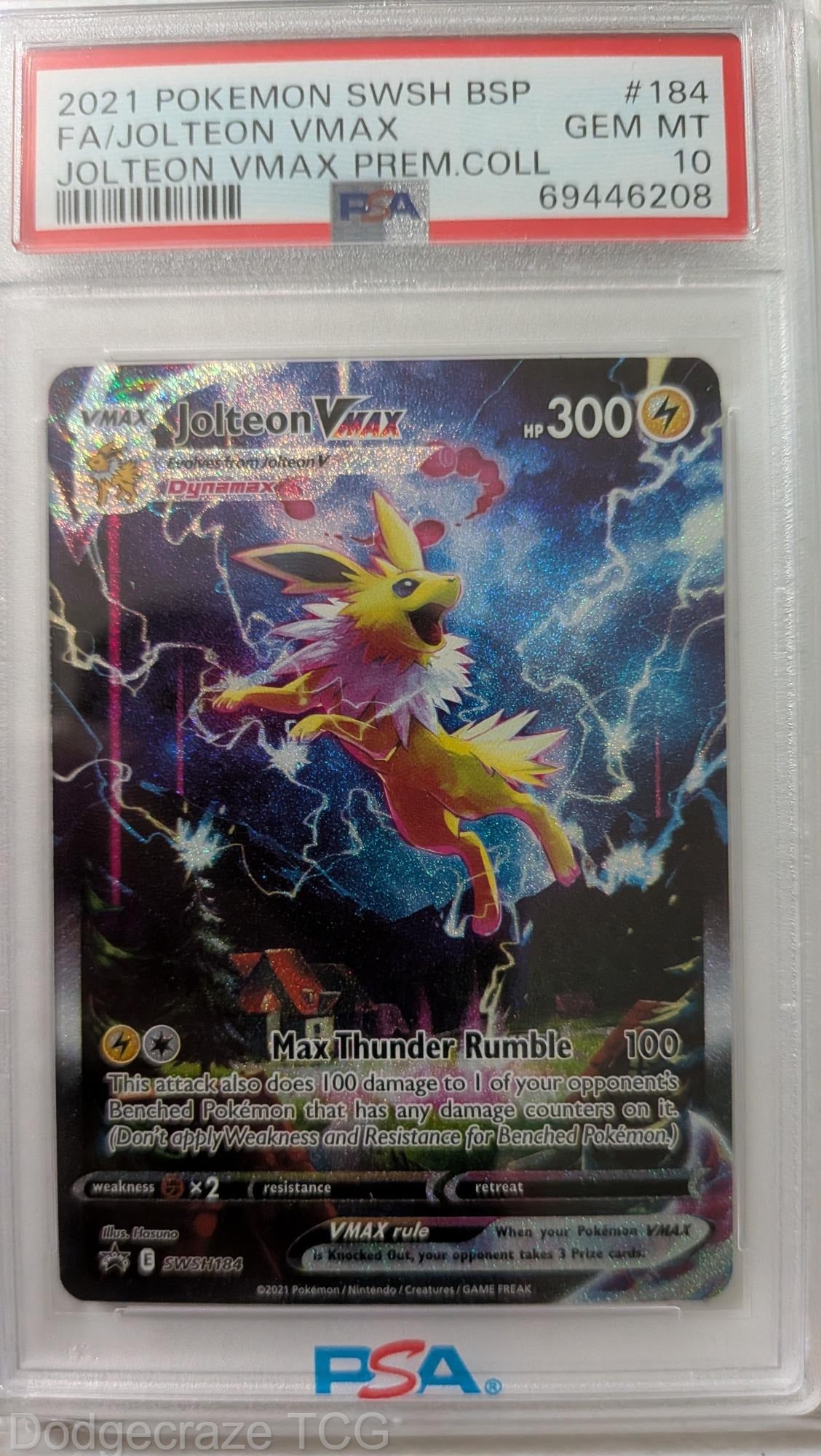 2021 Pokemon Swsh Black Star Promo Jolteon Vmax Premium Collection 184 PSA 10