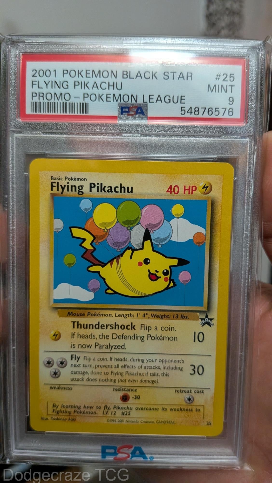 2001 Pokemon Promo Black Star Flying Pikachu Pokemon League 25 PSA 9